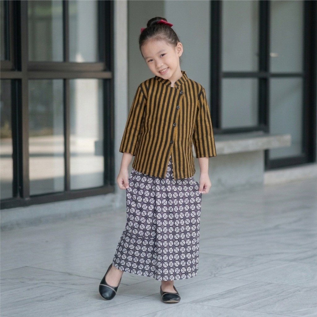 Kebaya Janggan anak Kebaya Lurik lengan panjang rok panjang 4-12 tahun