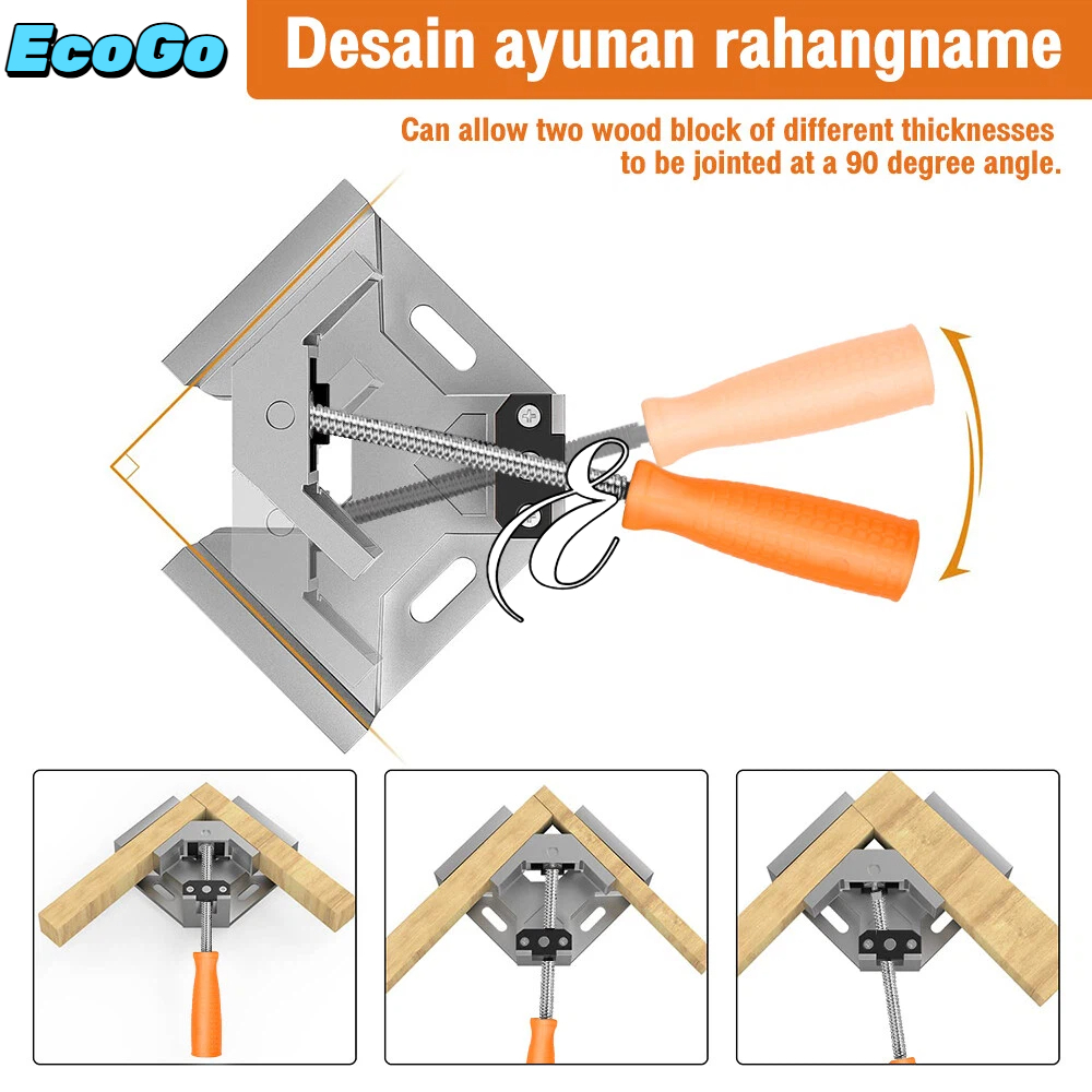 Klem Siku Clamp Penjepit Sudut Frame Kaca Kayu 90 Derajat Siku Swing Jaw Catok Klem Kayu Sudut