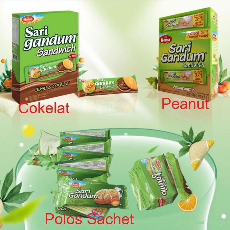 Roma Sari Gandum All Varian  6 pcs Sari Gandum Coklat susu Sari Gandum Peanut Butter Sari Gandum Sac