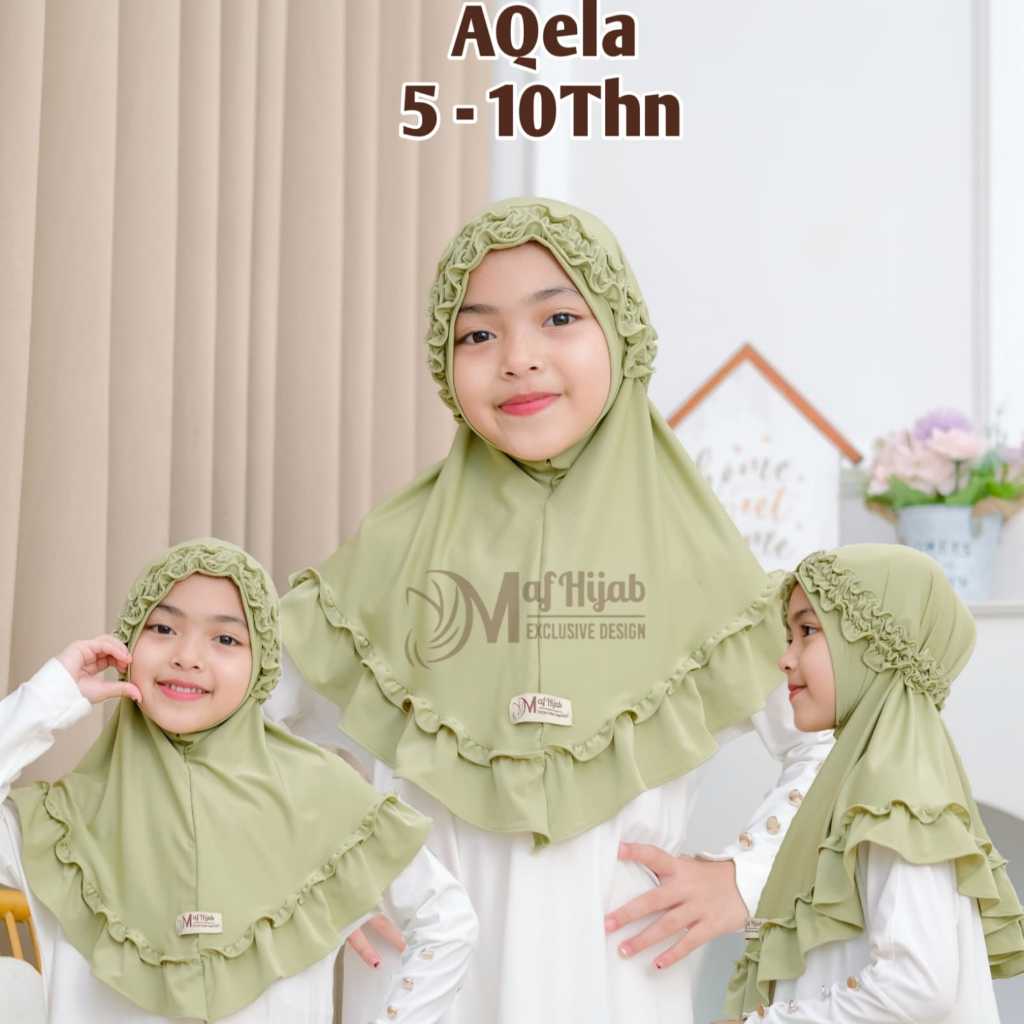 Hijabbikids Bergo Instan Anak Aqela - Hijab Jilbab Anak Bandana Kriwil Tali Kerut Rample