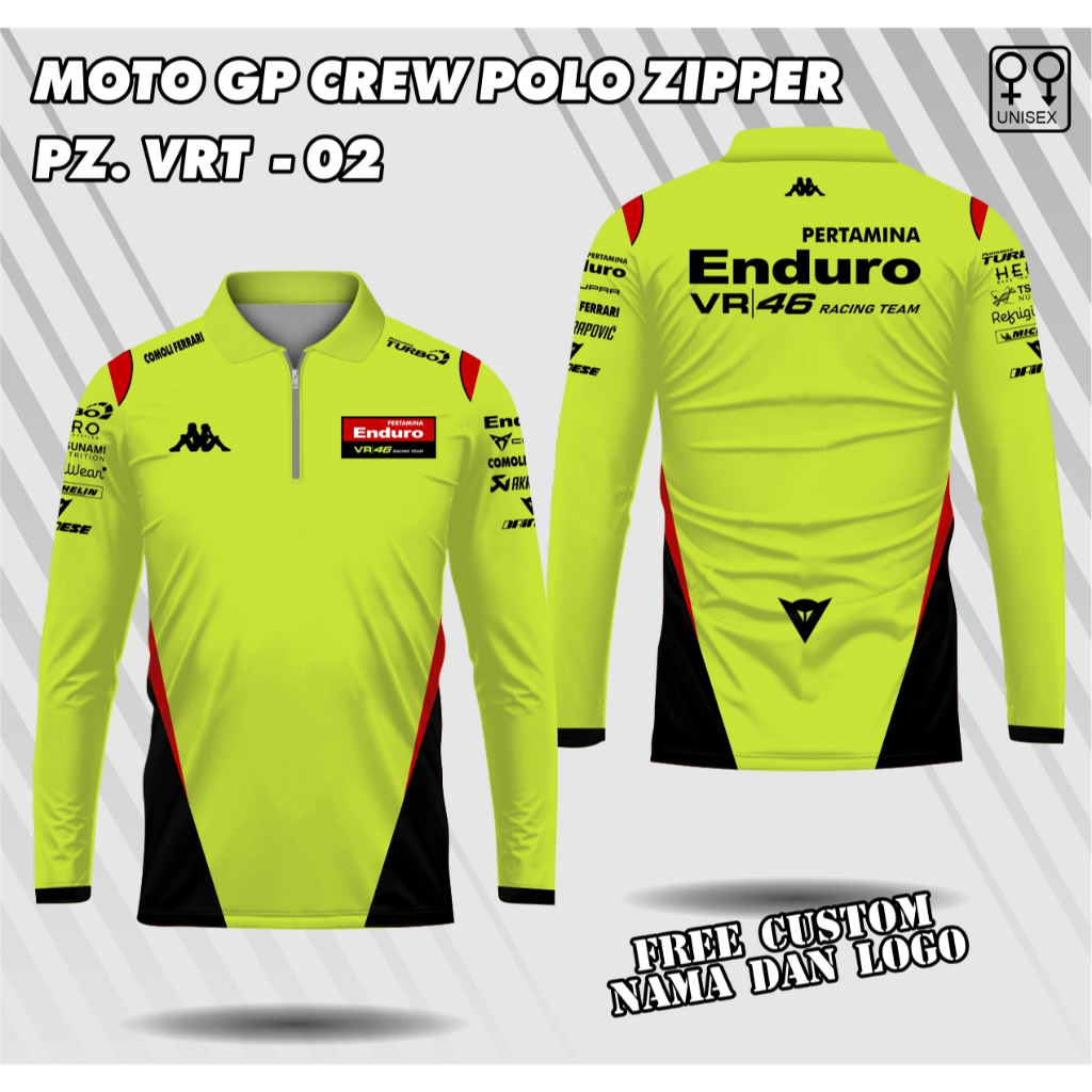 jersey motogp pertamina vr46 team enduro racing kerah polo lengan panjang baju motogp enduro racing 