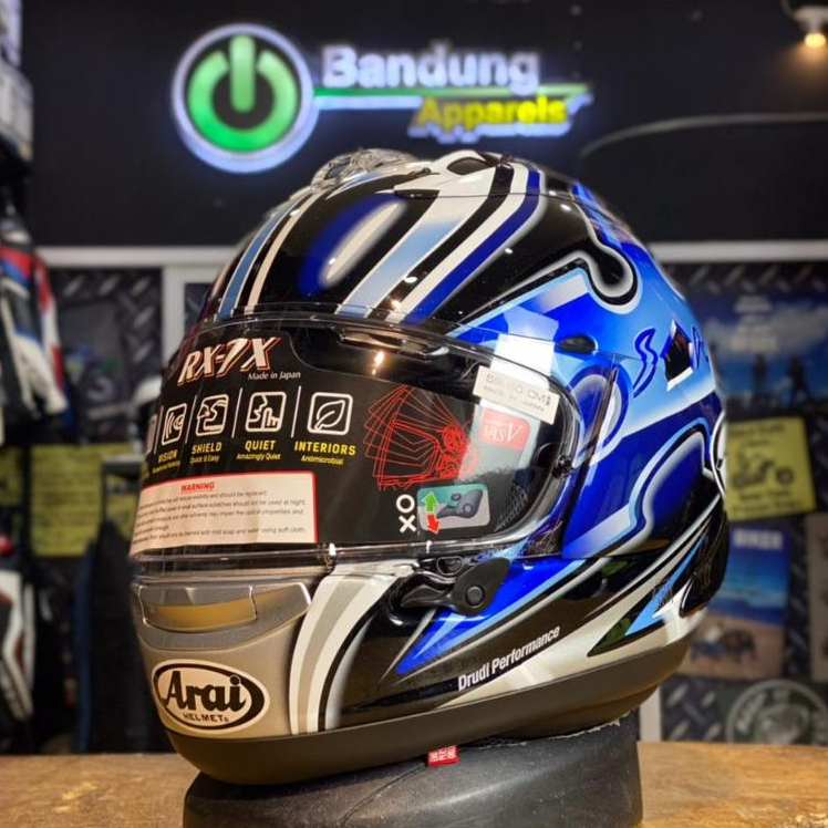 Helm Full Face Motor Arai RX7X Nakano Shuriken Silver SNI Mata Belo Arai Nakano Limited Edition