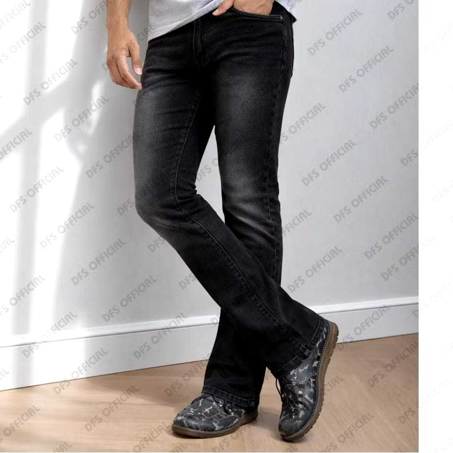Celana Jeans Cutbray Pria black senwos jeans cutbray bootcut komprang