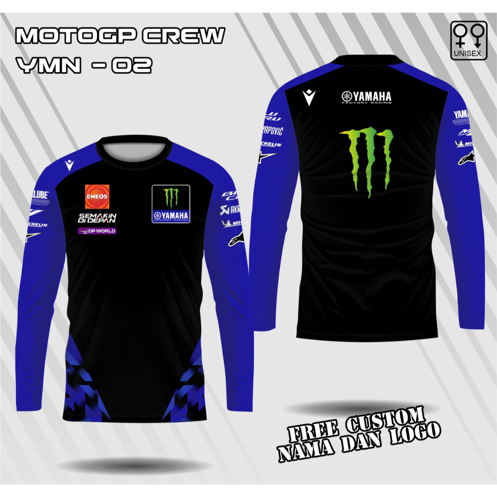 jersey motogp team yamaha monster energy lengan panjang kaos motogp yamaha baju monster energy yamah