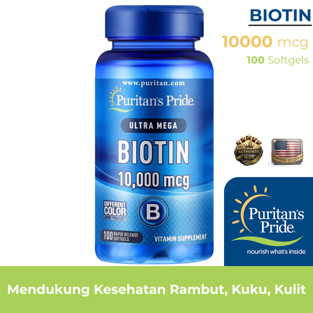 Puritan Pride Biotin 10000 mcg isi 100 PERTUMBUHAN RAMBUT