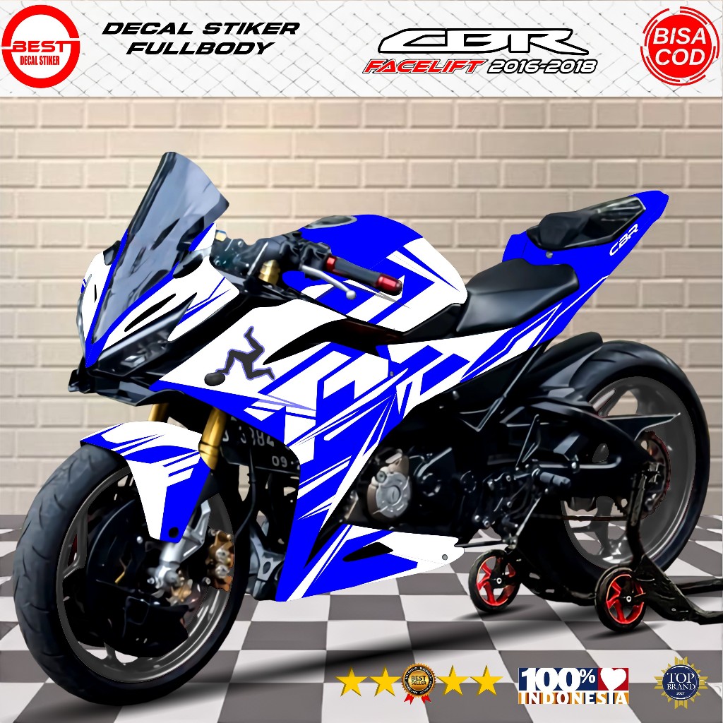 Decal Stiker Fullbody Motor CBR 150R K45G K45N Biru Putih Hitam Motif Dinamis Facelift 2016-2018