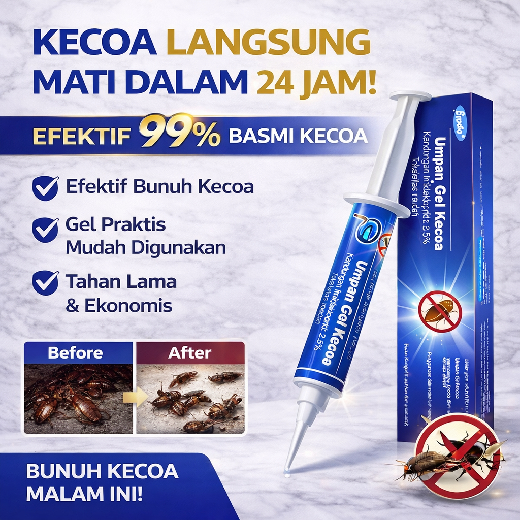 Gel Racun Kecoa Ampuh 20g – Umpan Kecoa Pembasmi Sampai Sarang, Anti Kecoa Dapur Wastafel Lemari, Ta