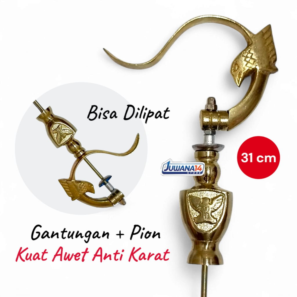 Gantungan Sangkar Burung Replika Radja Gold Brass Lipat + Pion | Cantolan Kandang Kotak Murai 1 pcs