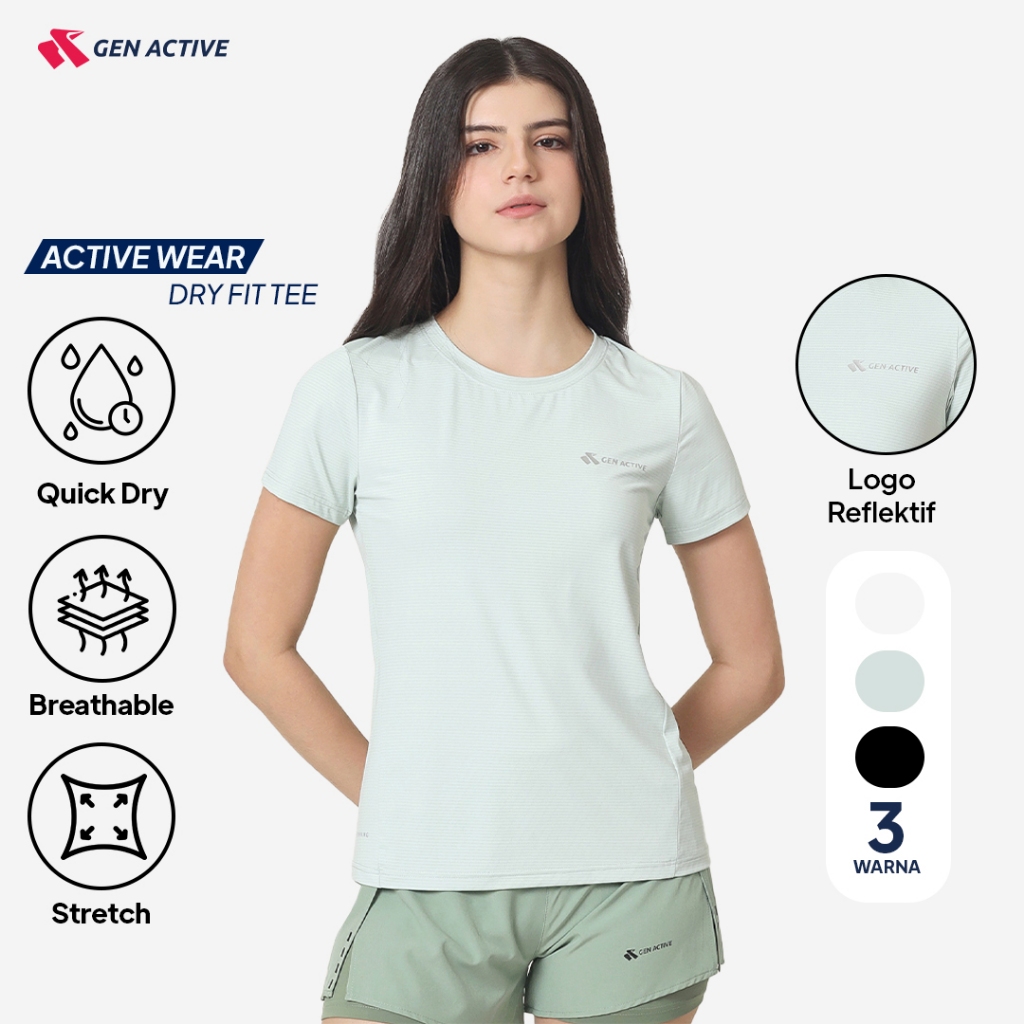 Kaos Olahraga Wanita Sport Quick Dry Gen Active Dry Fit Slim Fit