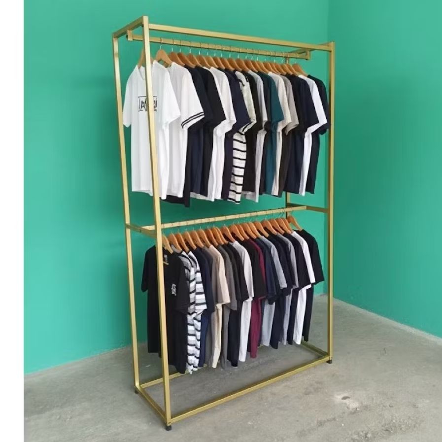 RAK GANTUNGAN BAJU BESI HOLLOW MODEL BALOK 2 SUSUN