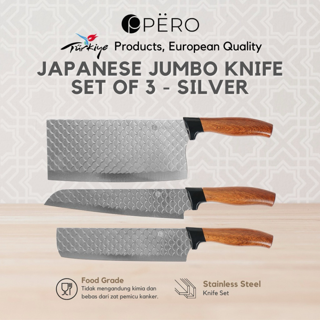 Pero Knife Japanese Jumbo Set of 3 / Pisau Set Japanese Jumbo Isi 3pcs
