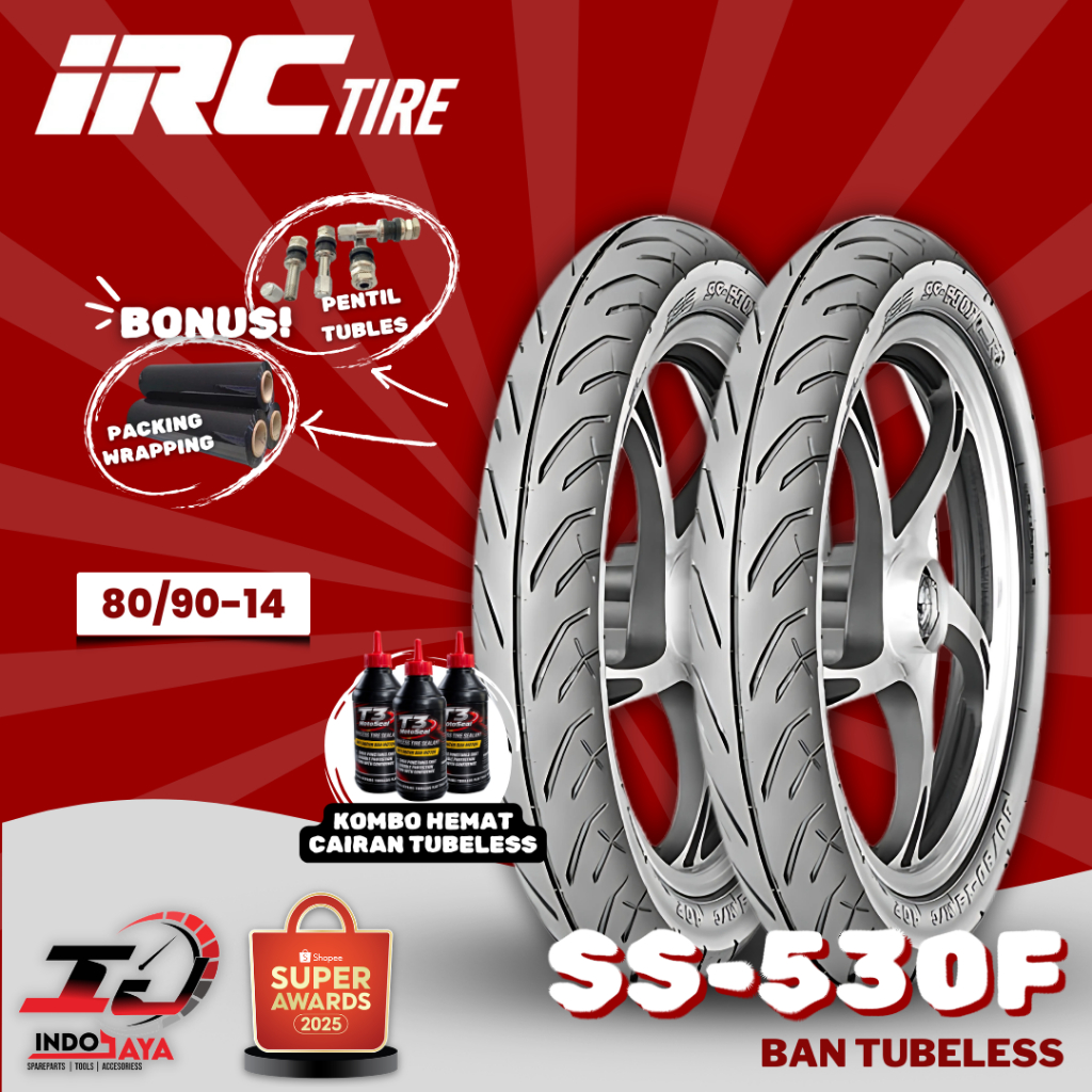 [READY COD] BAN LUAR TUBELESS IRC SS-530F (80/90-14) BAN DEPAN DAN BELAKANG TUBLES SS 530F 530R / IR