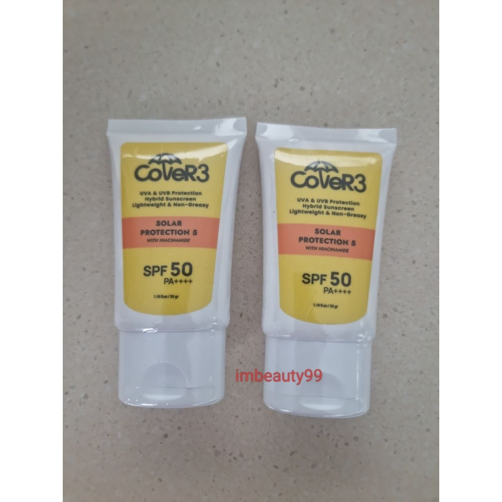 Cover 3 Solar Protection 5 Niacinamide 35 gr (ukuran besar) - sunscreen cream SPF 50 - krim tabir su