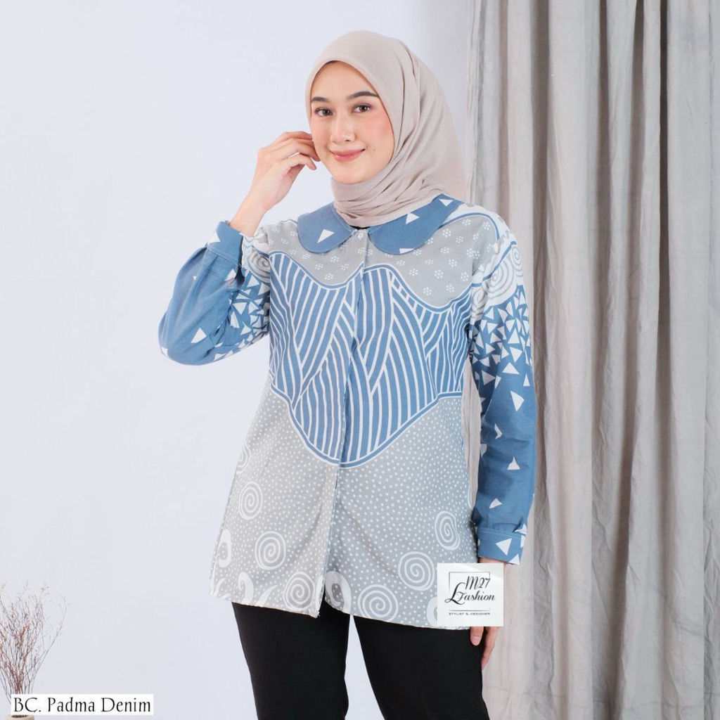 Blouse Batik Kerah Kupu Baju Batik Wanita Modern Atasan Blouse Outer Wanita Batik Kerja Kantor Katun