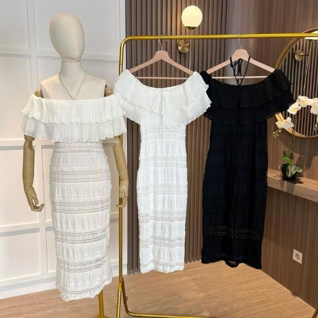 DRESS LETIZIA -GRACIA DRESS PESTA LACE BRUKAT RENDA SABRINA SLIM BODYFIT MEWAH ELEGANT BERGAYA KOREA