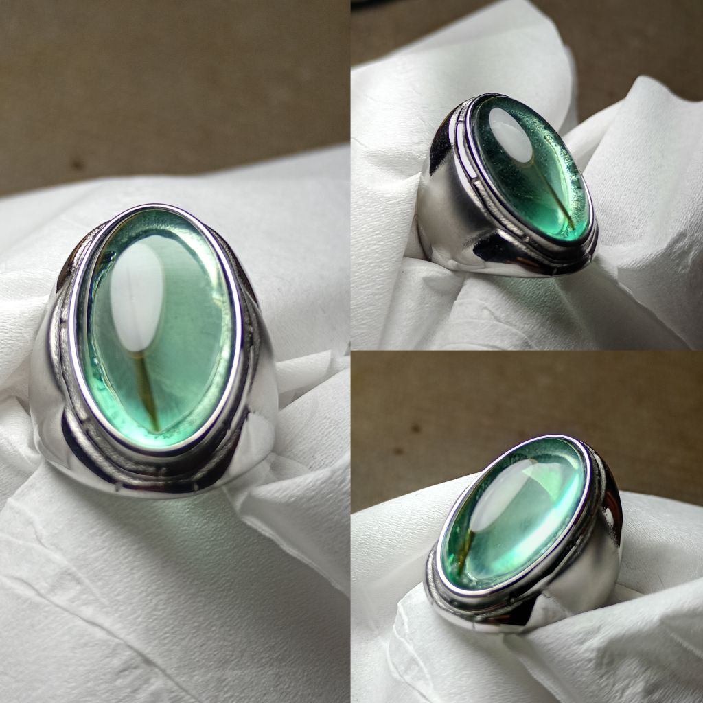Batu cincin natural kinyang daun serat rambut dalam batu Vv22