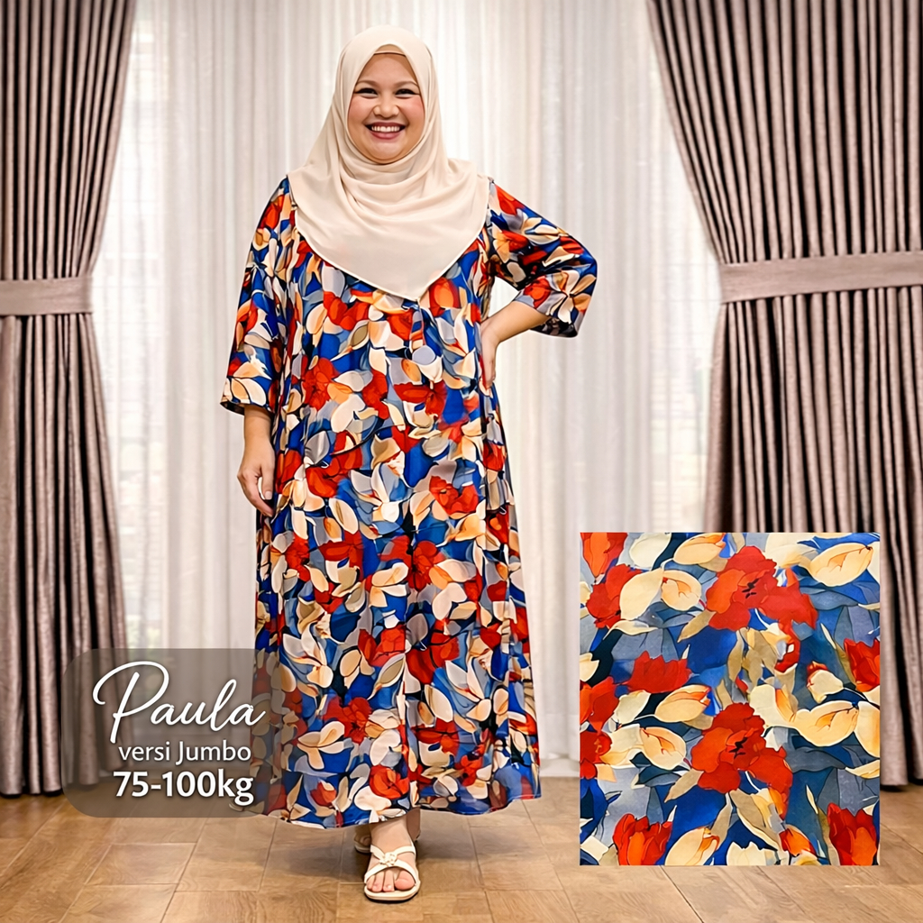 [DASTER JUMBO LD125 PAULA - Rayon Motif Premium Grade A] 100KG Daster Gamis Dress Rayon Cantik Besar