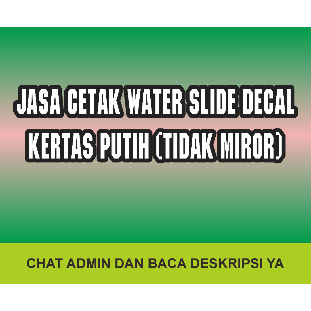 Water Slide Decal Kertas Putih A3 Plus
