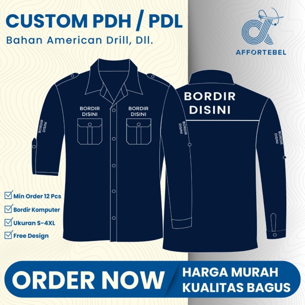 Pdh Custome Bahan Premium Plus Bordir