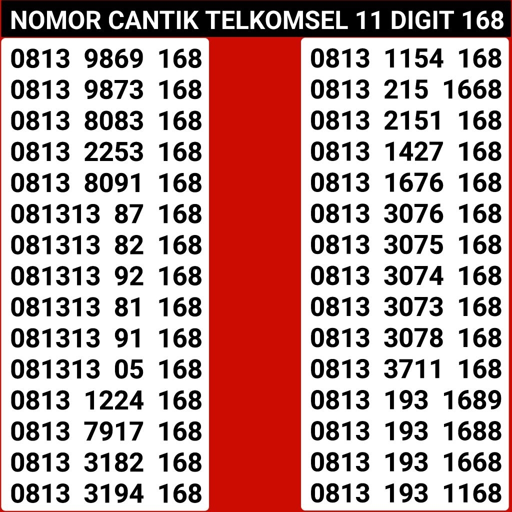 Nomor Cantik Simpati 168 ilufa Hoki 168