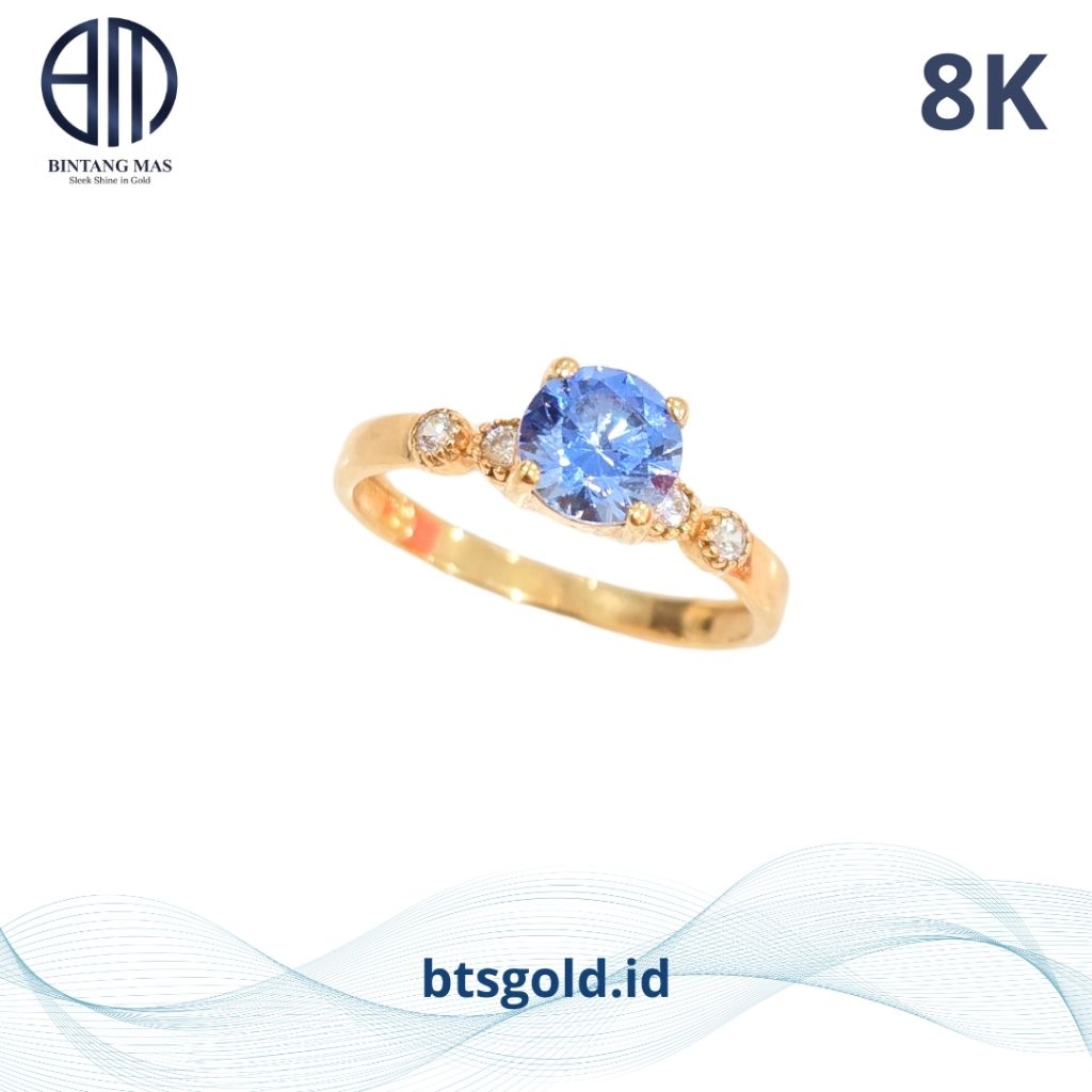 Cincin Emas Permata Biru | 8K