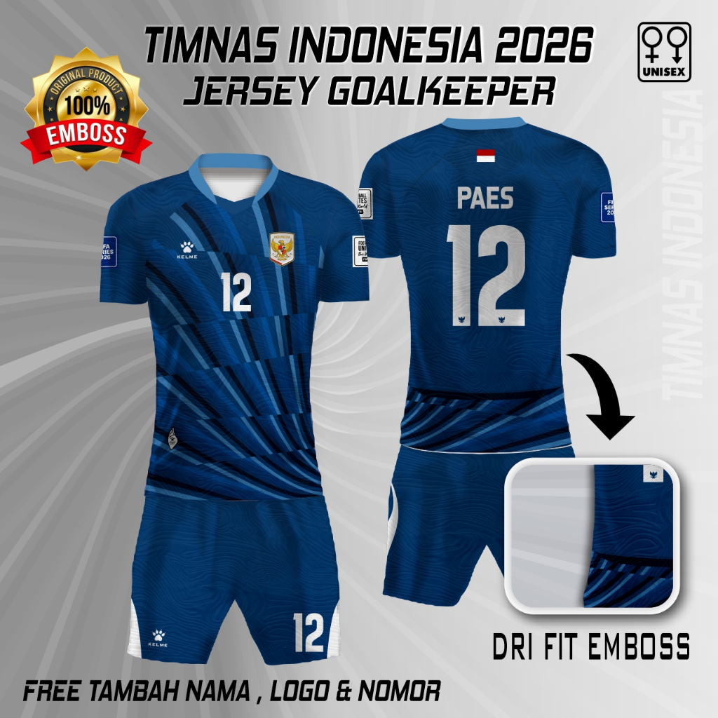Setelan jersey kiper timnas terbaru baju bola timnas indonesia 2026 kaos timnas EMBOSS  PREMIUM