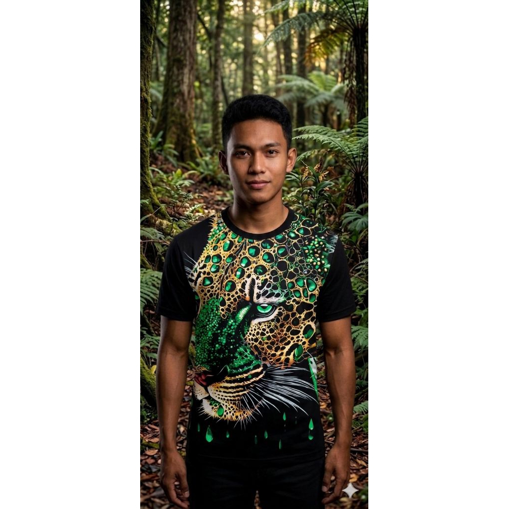 Baju Kaos T-shirt Pria Distro Lengan Pendek Sablon Hewan Warna Hitam