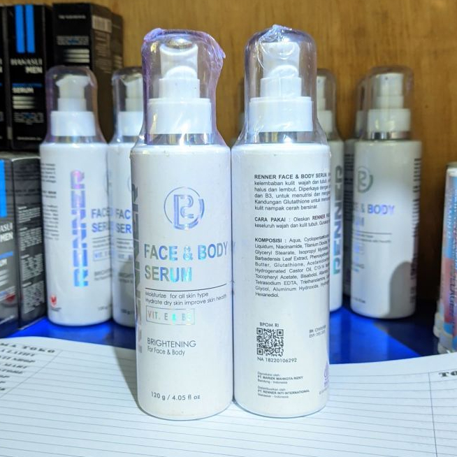 BODY SERUM RENNER / RENNER FACE & BODY SERUM PELEMBAB DAN PENCERAH BADAN 120g