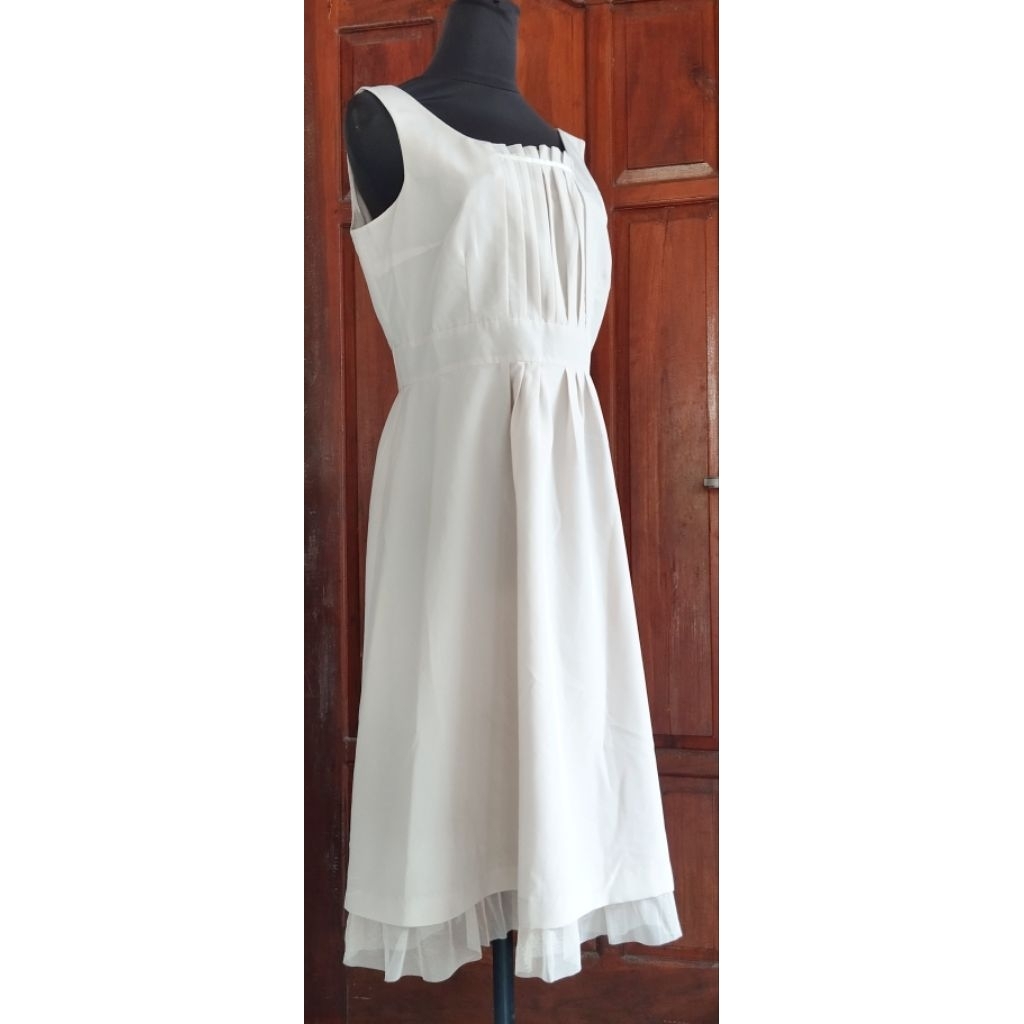 dress kutung daster tanpa lengan ol overall tali satu adjust ld 90 cm formal polos
