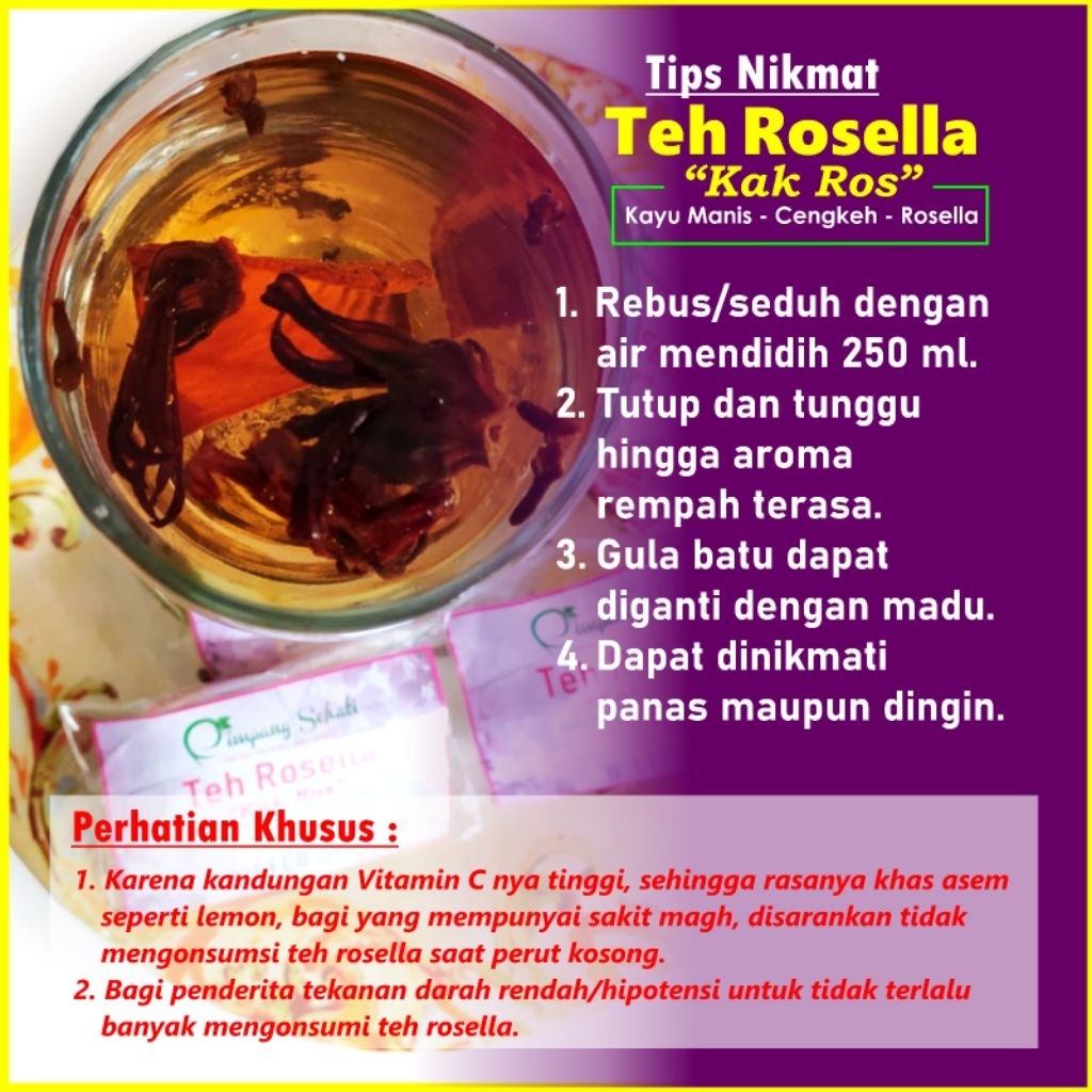 Teh Bunga Rosella Teh Rosella. Rimpang Kering bunga rosella minuman herbal