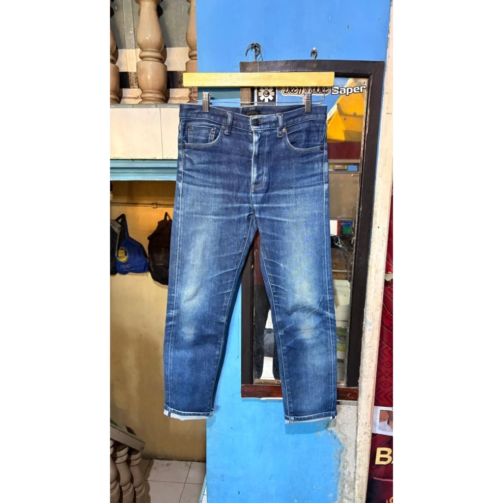 Uniqlo jeans selvedge fading blue wash