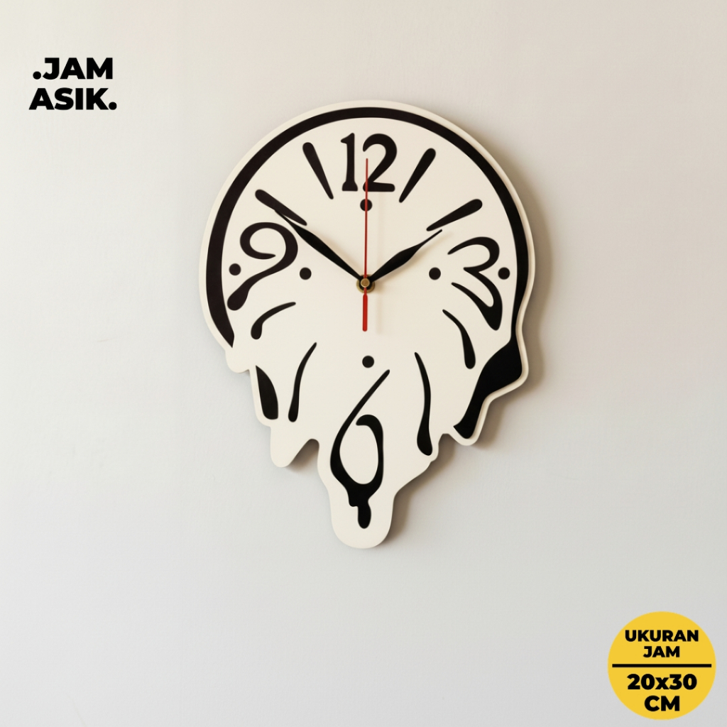 Jam Dinding Unik Ukir Design Liquid Meleleh | Jam Dekorasi Kamar, Ruang Tamu