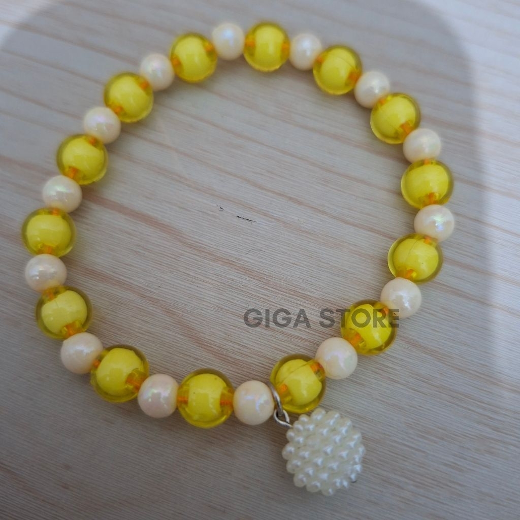 Gelang dewasa elegan manik manik tali karet