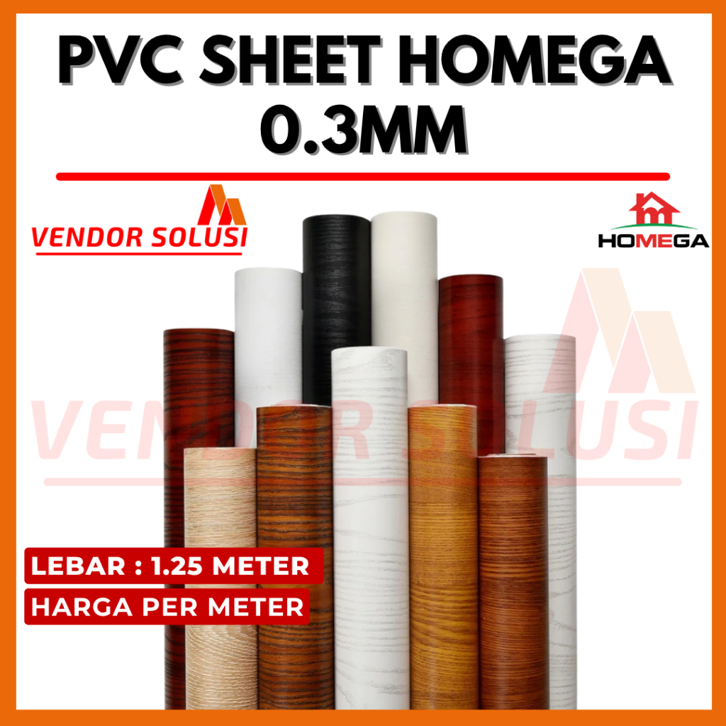 PVC Sheet Homega Supercon Pelapis Furniture Laminates Lebar 1.25 Meter Tebal 0.3 mm – Per Meter Flek