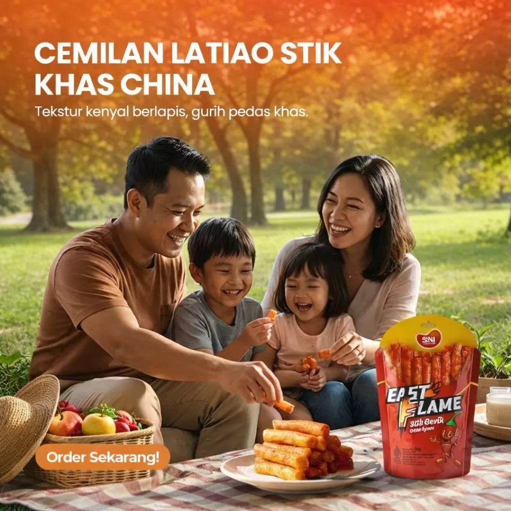 East Flame Latiao Stick Gurih Rasa Kaldu Ayam Pedas - Snack Cemilan Viral Khas China 30gr Camilan Ke