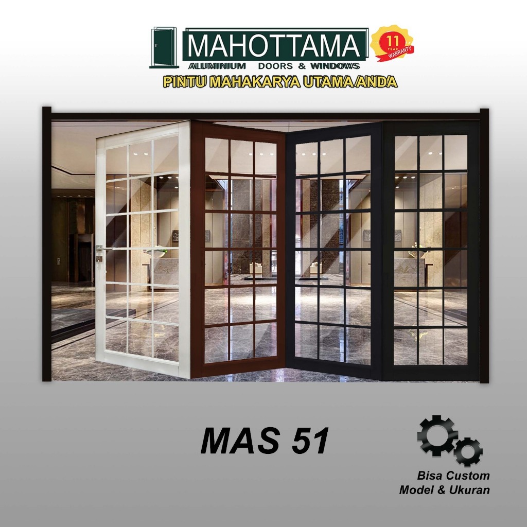 MAHOTTAMA MAS51 - Pintu Lipat Aluminium Kaca 4 Daun 240 x 215