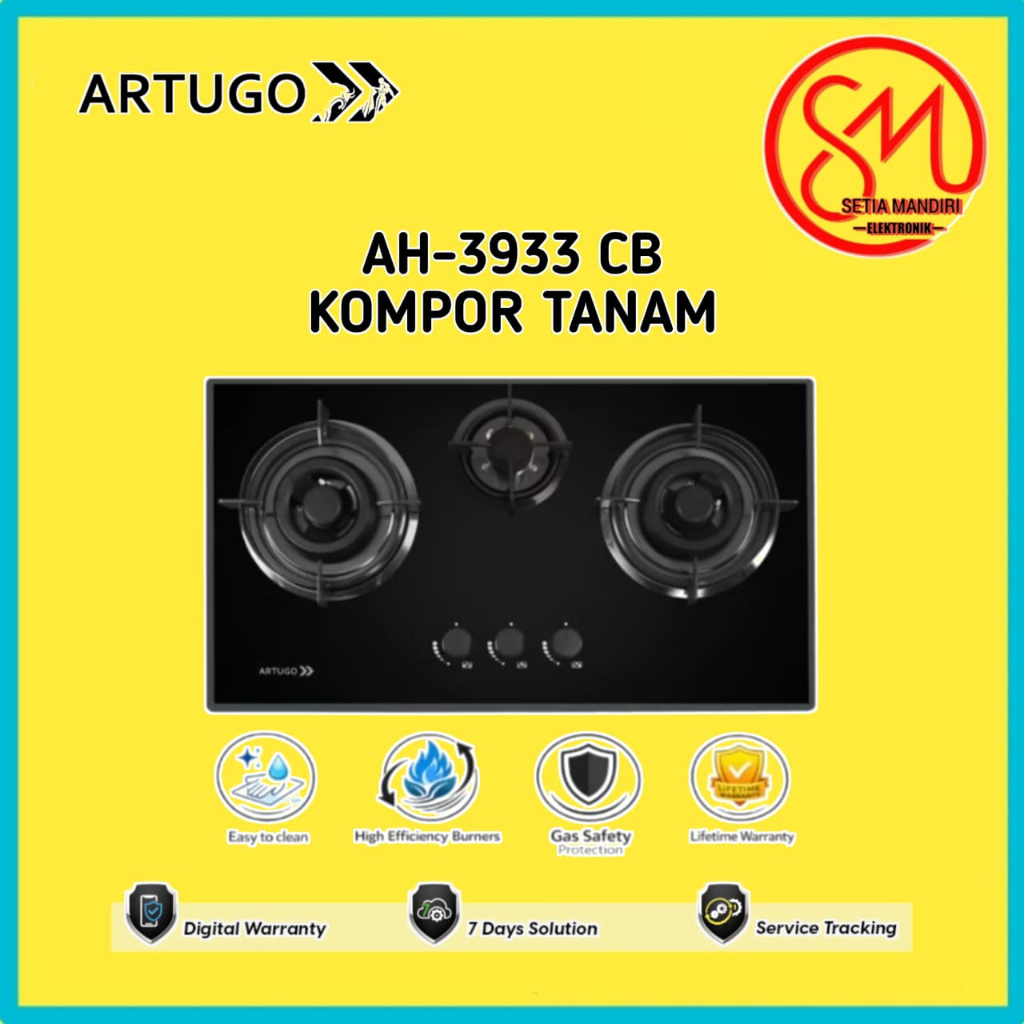 ARTUGO Kompor Tanam Gas 3 Tungku 90 cm AH 3933 CB
