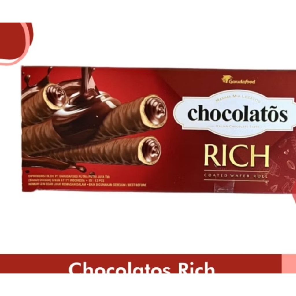 Wafer Roll Chocolatos Rich Kemasan 1 Dus isi 12pcs