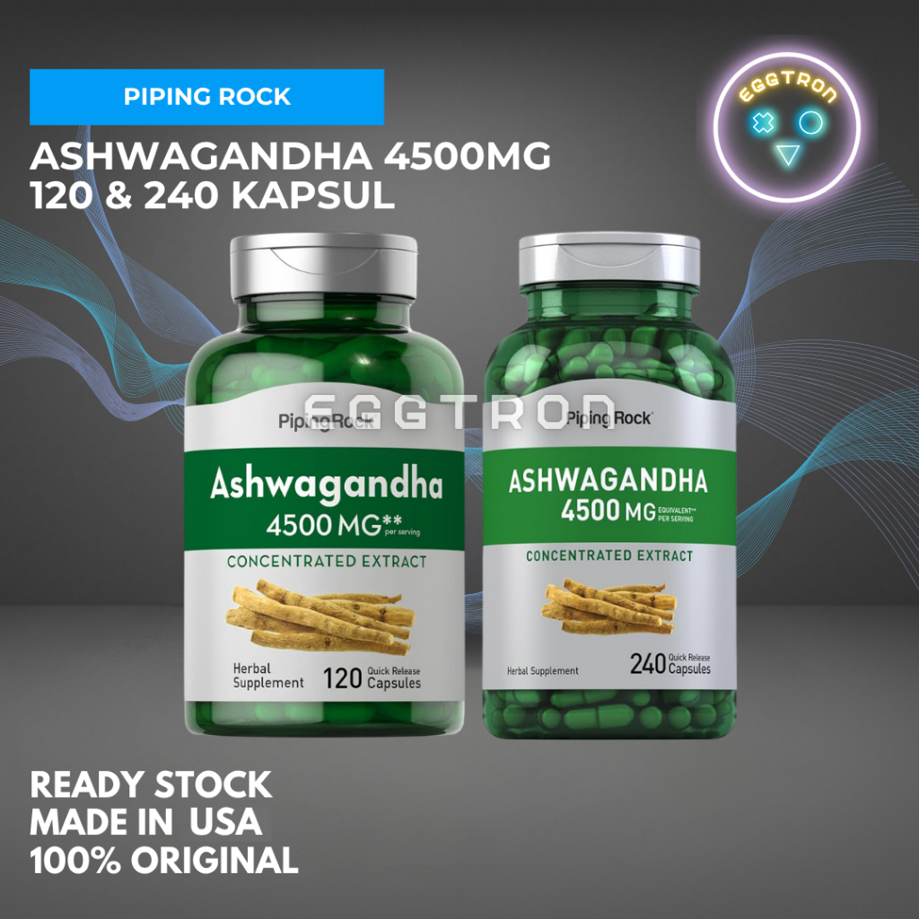 Piping Rock Ashwagandha 4500 mg 120 240 kapsul Herbal antioksidan black pepper extract relax stress