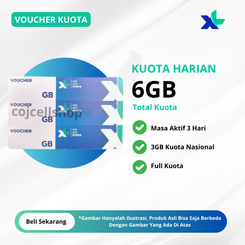 Voucher Kuota XL Flex Mini 6GB Full 24 JAM Masa Aktif 3 Hari - Voucher XL Flex Mini 6GB 3 Hari - Pak