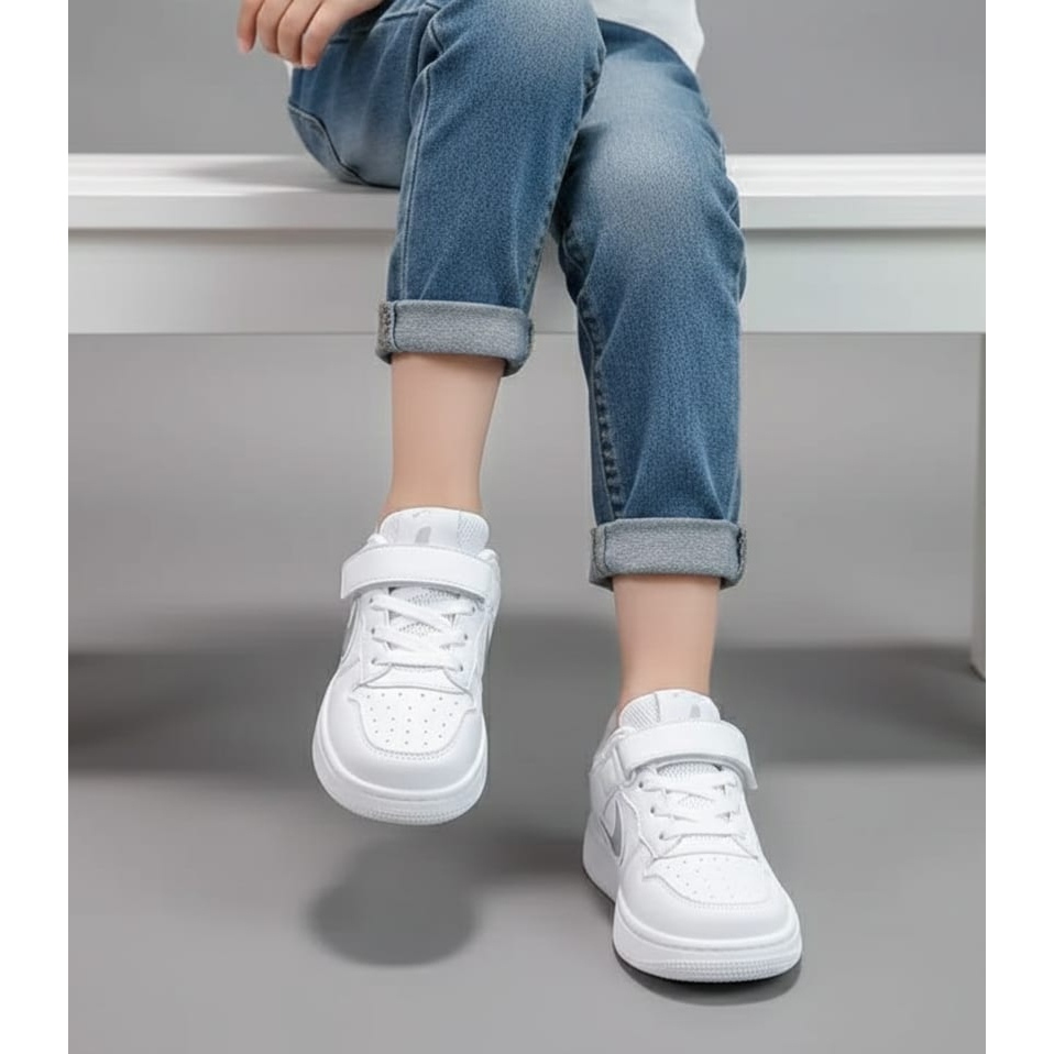 Sepatu Anak Sneakers Sepatu Versi Korea sepatu berwarna putih cowok/Cewek