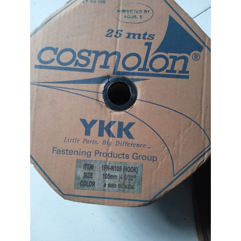 YKK perekat cosmolon velcro felcro SET Hook loop kasar halus 105mm roll 25 meter hitam resleting zip