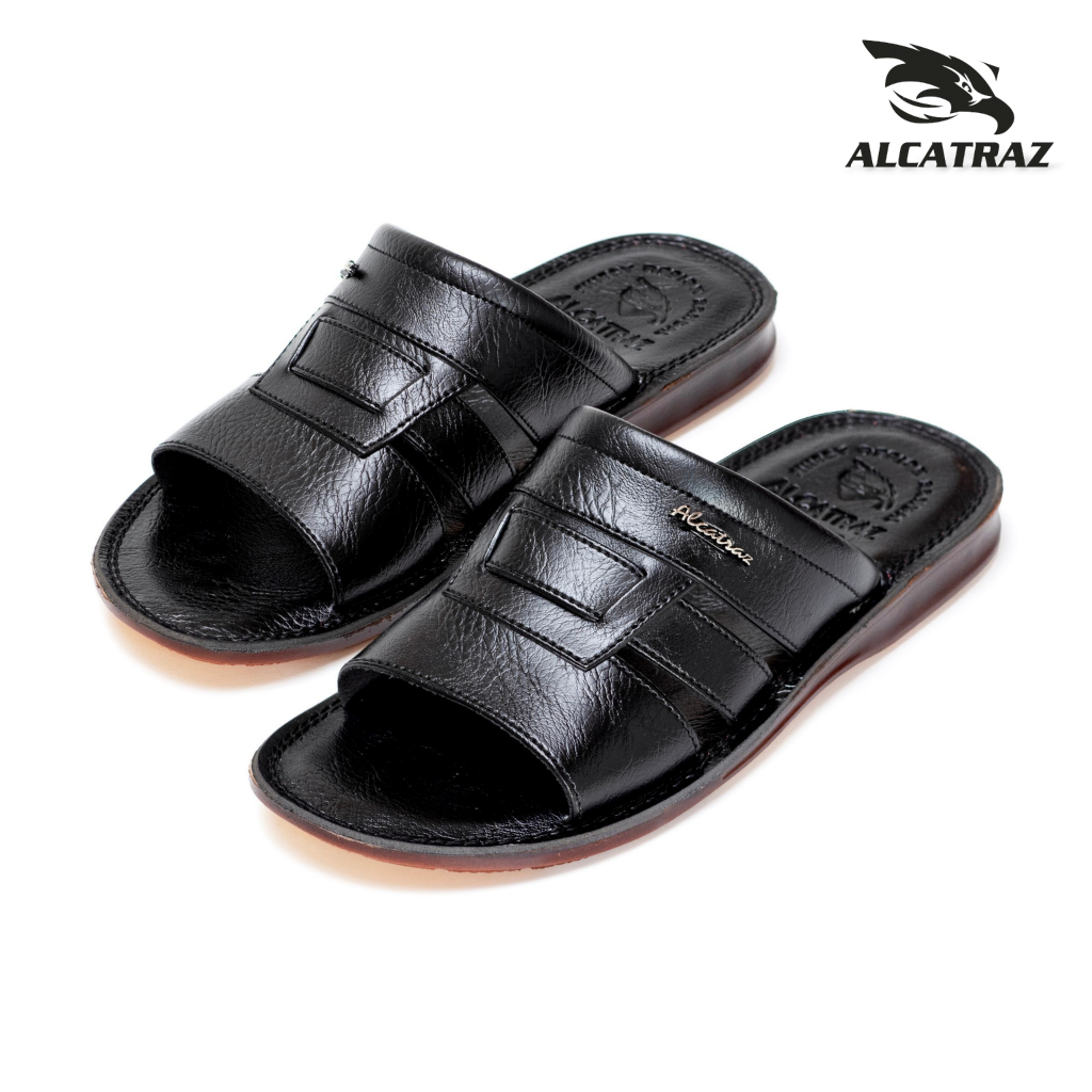 Alcatraz Sandal Kulit Pria Slop Kokop Original - Sendal Casual Sol Karet Non Slip
