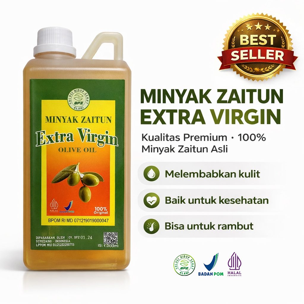 Minyak Zaitun Extra Virgin Olive Oil Asli 1 Liter – Minyak Zaitun Premium untuk Jantung & Diet
