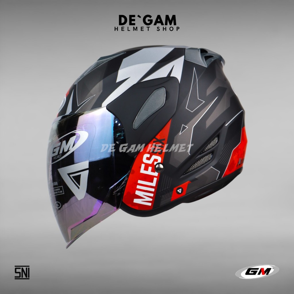 GM Fighter SR Motif Six Miles - Black/Red Doff - Helm Half Face