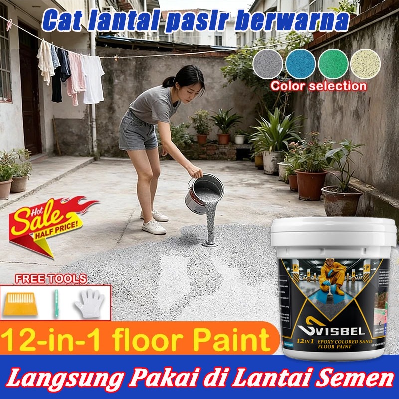 Cat Lantai Pasir 12-in-1 Anti Bocor Anti Luntur Untuk Lantai Semen