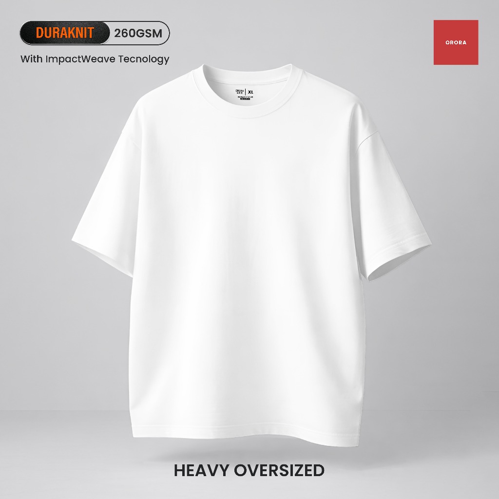 ORORA Oversized Duraknit 260GSM Putih | Kaos Polos Heavy Oversized