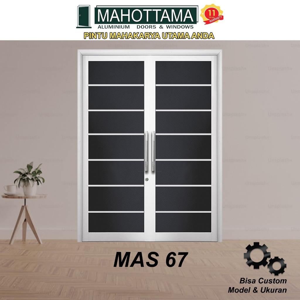 MAHOTTAMA MAS67 - Pintu Aluminium Rumah Utama Minimalis 174 x 215