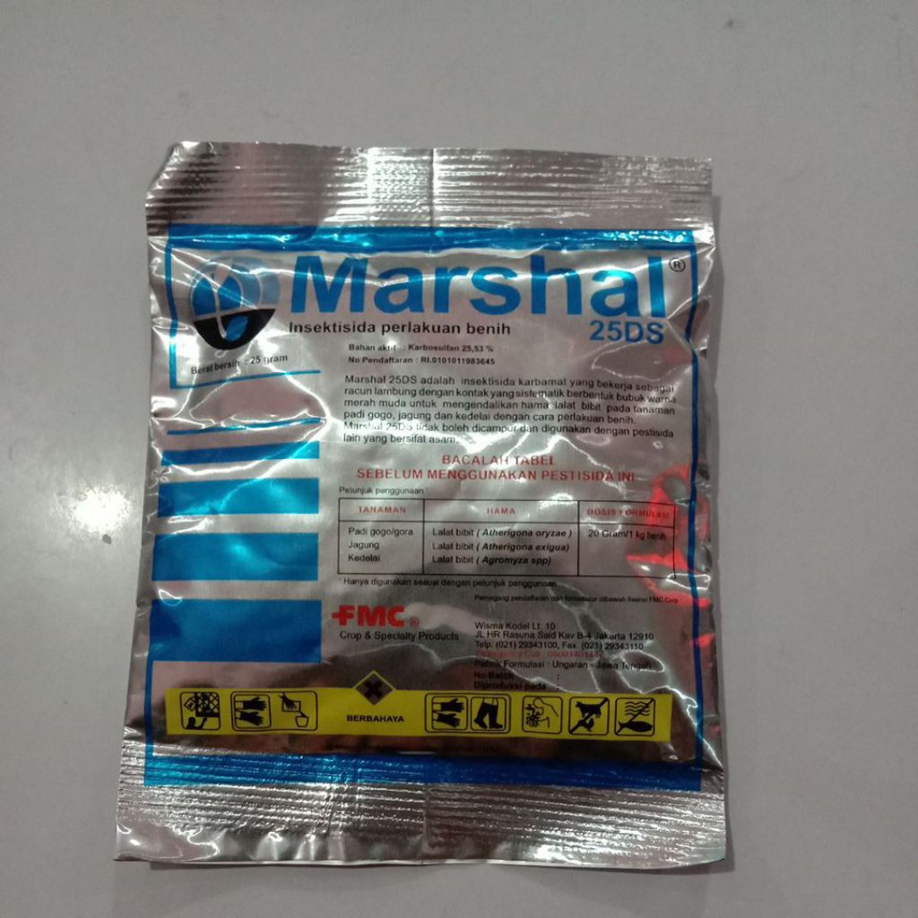 Insektisida Marshal 25 gram - Efektif untuk Perlindungan Benih, Sistemik, Bubuk Merah Muda