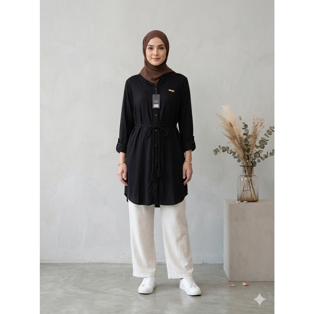 LONG TUNIK DNP, TUNIK DNP, LONG TUNIK DNP, katun premium, tunik PUTIH